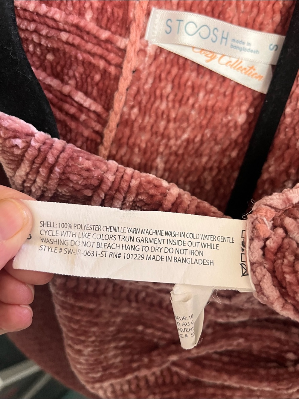 Stoosh Rose Pink Chenille Cable Shawl Collar Cardigan - Picture 4 of 4